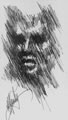 Michael Hensley Drawings, Human Head P & Ink 9